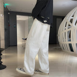 Wiaofellas Spring Autumn Mens Jeans Casual Loose Wide Leg Jeans Men Solid Stranght Pants Man