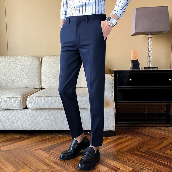 Wiaofellas New Business Dress Pants Men Solid Color Office Social Form