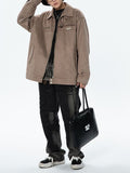Wiaofellas Vintage Men Oversize Loose Suede Jacket Heavy Metal Unisex High Qualty Spring Autumn Zip Up Solid Jacket Coat Ladies Outerwear