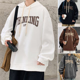 Wiaofellas Spring Autumn American Trend Hoodies Men Letter Print Fleece Oversized Hoodie Male Fashion Hip Hop Unisex Essentials Pullover