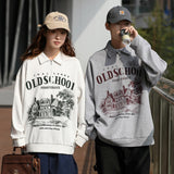Wiaofellas Autumn Zipper Vintage Letter Print Polo Sweatshirts Harajuku Graphic Pullover Japan Street Oversized Waffle Hoodies Couple Tops