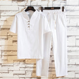 Wiaofellas Retro Chinese Style Zen Tea Shirts Pants Kung Fu Uniform  Medieval Viking Fashion Casual T-shirt Trousers Tang Suit Men Sets