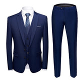 Wiaofellas 19 Color Fashion Men's Casual Business Suit 3 Pieces Set / Male Two Button Blazers Trousers Pants Vest Waistcoat