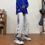 Wiaofellas Sweatpants for Men Harajuku Cotton Goth Tracksuit Bottoms Trousers Wide Leg Hip-hop Sport Young La Elastic Y2k Male Sweat Pants