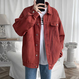 Wiaofellas Japanese Fashion Cowboy Denim Jacket Men Autumn Spring Loose Casual Jeans Coat Streetwear Military Jacket Plus Size Clothes