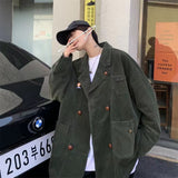 Wiaofellas Winter Men's Dark Brown Vintage Suit Jacket Handsome Male Retro Outerwear Corduroy Fabric Fashion Trend Coats Size S-4XL