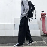 Wiaofellas Trend Tooling Pants Street Retro Men's Stitching Casual Loose Wide-leg Straight Pants Casual Pants Men