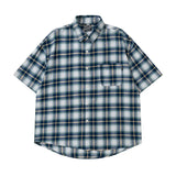 Wiaofellas Y2K Red Blue Color Match Plaid Patchwork Baggy Summer Shirts Unisex Short Sleeve Pockets Irregular Hem Casual Tank Tops Oversize