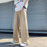 Wiaofellas Spring Cotton Wide Leg Pants Men Fashion Solid Color Casual Pants Men Streetwear Korean Loose Straight Pants Mens Trousers S-5XL