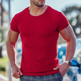 Wiaofellas 2023 Fashion Men summe Short Sleeve T-shirts O-Neck stripe Solid Casual Spring Autumn Tees Men Shirt  Tops Streetwear M-3XL