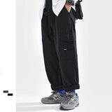 Wiaofellas Men's Black/grey Color Loose Casual Pants Fashion Trend Loose Cargo Trousers Sports Elastic Waist Sweatpants Size M-3XL