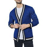 Wiaofellas Men's Fashion Colorblock Cardigan Long Sleeve V-Neck Knit Sweater Spring Autumn Single Breasted Harajuku Knitted Sweater Men