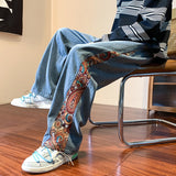 Wiaofellas Improve New Men's Jeans Baggy Pants Fashion Patchwork Wide Leg Denim Joggers Men Hip Hop Streetwear Straight Jean Trousers