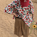 Wiaofellas Summer Short Sleeve Shirt Men Fashion Casual Flower Shirt Men Korean Loose Ice Silk Shirts Mens Hawaiian Shirt Large Size M-5XL