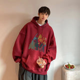 Wiaofellas-Men's 100% Cotton Hooded Hoodies Fashion Trend Sweatshirts Oversized Couple Clothes Pullover Thickened Plush Coats