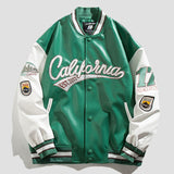 Wiaofellas American retro letter embroidery leather jackets coats women's new street trend all-match baseball uniform couple loose top