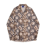 Wiaofellas Spring and Autumn Korean version long-sleeved shirt men's trend cashew flower shirt women's ins loose Japanese top