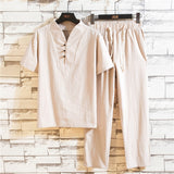 Wiaofellas Retro Chinese Style Zen Tea Shirts Pants Kung Fu Uniform  Medieval Viking Fashion Casual T-shirt Trousers Tang Suit Men Sets