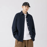 Wiaofellas Single Breasted Men's Denim Shirt Casual Korean Fashion Solid Color Jean Shirts Men Jacket Spring Autumn Loose Tops Men
