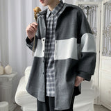 Wiaofellas Spring Autumn New Men's Korean Version Trend Color Matching Knitted Jacket Men's Trendy Casual Loose Jacket