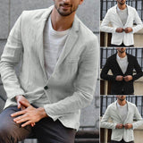Wiaofellas Spring and summer men's cotton linen loose solid color thin regular casual Blazer