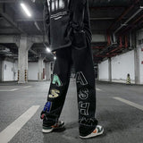 Wiaofellas Summer American retro three-dimensional letter printed jeans for men's ins trendy high street explosive street straight pants