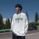 Wiaofellas Spring New Men's Round Neck Hoodie 360G Letter Foaming Printed Casual Trend Top Navy Blue, Dark Gray, White,