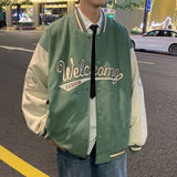 Wiaofellas Men Spring Faux Suede Jacket Embroidery Baseball Clothes Fashion Casual Couple Trend Harajuku Version Vintage Jacket Streetwear