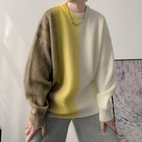 Wiaofellas Fashion Printed O-Neck Tie Dye Sweater Men's Clothing Autumn New Loose Casual Pullovers Long Sleeve All-match Korean Tops