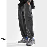 Wiaofellas Men's Black/grey Color Loose Casual Pants Fashion Trend Loose Cargo Trousers Sports Elastic Waist Sweatpants Size M-3XL
