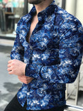 Wiaofellas New Men's Summer Casual Shirts Fashion Casual Shirt Stylish Lapel Pattern Print Long Sleeve Beach Shirt Tops Men Clothing