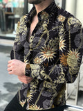 Wiaofellas New Men's Summer Casual Shirts Fashion Casual Shirt Stylish Lapel Pattern Print Long Sleeve Beach Shirt Tops Men Clothing