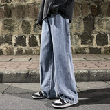 Wiaofellas Men's Jeans Korean Version Student Casual Pants High Street Straight Loose Wide Leg Jeans Black Grey  Blue Baggy Jeans