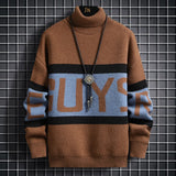 Wiaofellas Autumn and Winter New Men's Fashion Casual Assorted Printed Sweater Men's Casual Slim Thicken Warm High-Quality Sweater 3XL