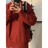 Wiaofellas Winter Men's Casual Retro Wool Sweaters Lazy Style Knitting Fashion Trend Coats Solid Color Round Neck Pullover M-2XL