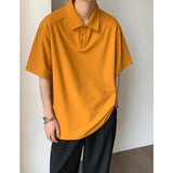 Wiaofellas Summer Short-sleeved T-shirt Men Fashion Casual Oversized T Shirt Men Streetwear Korean Loose Lapel Tshirt Mens Polo Shirt M-2XL