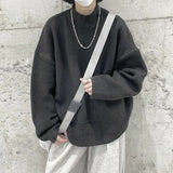 Wiaofellas Half High Neck Sweater Men's Autumn and Winter New Trend Knitwear Loose and Versatile Temperament Commuter Casual Coat