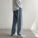 Wiaofellas Retro Black Jeans Men High Street Fashion Brand Streetwear Men's Loose Straight Trousers Hip Hop Korean Style Denim Pants Women