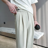 Wiaofellas Black / Apricot Business Casual Trousers Men's All-match Fashion Loose Suit Pants Four Seasons Loose Straight Wide Leg Trousers