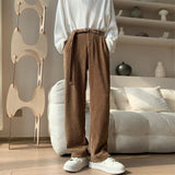 Wiaofellas Winter Men's Thickened Corduroy Fabric Casual Pants Keep Warm Fashion Belt Thick Sweatpants Loose Mens Trousers M-2XL