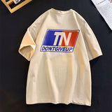 Wiaofellas Letter Print Short Sleeve T-shirt Casual Loose Unisex Tshirts Summer Harajuku Clothing Round Neck Tops Male Tee Shirt