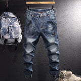 Wiaofellas Streetwear Fashion Ripped Jeans Men Retro Blue Loose Fit Casual Denim Cargo Pants Hombre Hip Hop Joggers Men Wide Leg Trousers