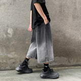 Wiaofellas New 2023 Summer Thin Loose Jeans Casual Men's Shorts Gradient Color Wide Leg Denim Pants Hip Hop Streetwear Calf-Length Trousers