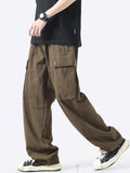 Wiaofellas Cotton Cargo Pants Men Fashion Casual Pocket Casual Pants Men Streetwear Wild Loose Hip-hop Straight Pants Mens Trousers M-2XL