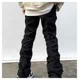 Wiaofellas Sets With Pants Man Harajuku Punk Men's Streetwear Black Hip Hop Fashion Clothing Casual Tactical Trousers Y2k Goth Flared
