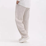 Wiaofellas Spring Men Plus Size Pants Solid Baggy Loose Elastic Pants Cotton Sweatpants Casual Pants Autumn Straight Trousers