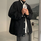Wiaofellas Grey Blue Black Denim Jacket Men Fashion Retro Pocket Denim Jackets Mens Streetwear Hip-hop Loose Bomber Jacket Men Oversized