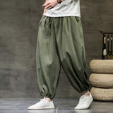 Wiaofellas Men Harajuku Harem Pants 2023 Mens Summer Cotton Linen Joggers Pants Male Vintage Chinese Style Sweatpants Fashions Size S-3XL