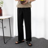 Wiaofellas Summer Linen Pants Men Fashion Oversized Wide Leg Pants Men Streetwear Korean Loose Straight Pants Mens Khaki Black Trousers