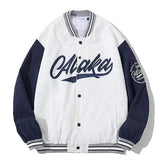 Wiaofellas American retro letter embroidery leather jackets coats women's new street trend all-match baseball uniform couple loose top